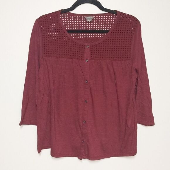Eddie Bauer Red Long Sleeve Blouse - Picture 1 of 3
